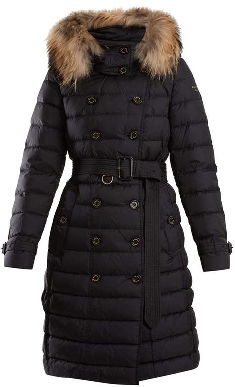 burberry dalmerton fur-trimmed belted quilted-down coat|Belted Puffer Coat in Black .